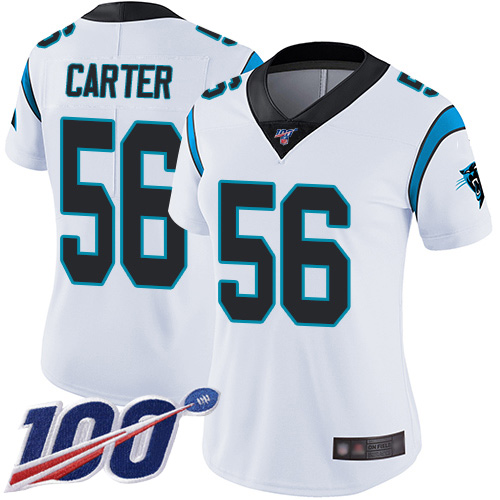 Carolina Panthers Limited White Women Jermaine Carter Road Jersey NFL Football #56 100th Season Vapor Untouchable->carolina panthers->NFL Jersey